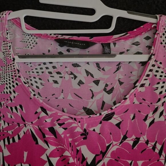 Investments Womens Blouse Multi-Color Size Large Polyester Blend Stretch - Picture 8 of 12